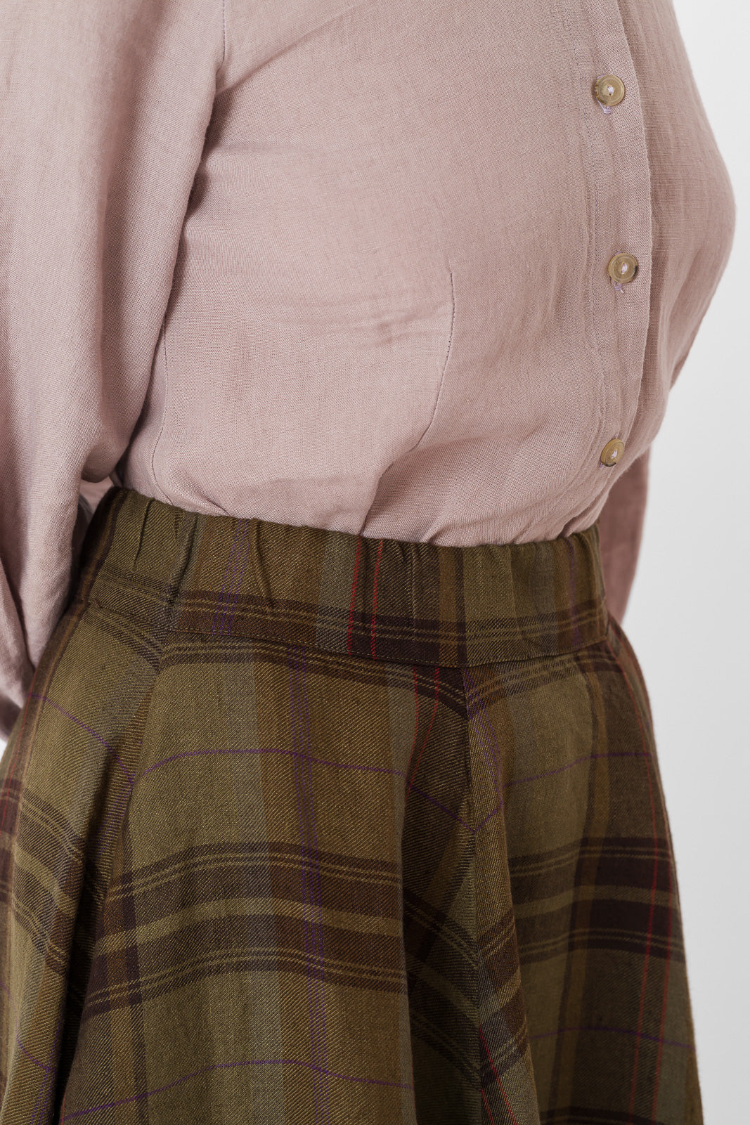 Classic Skirt, Twill Linen, Oak Tartan #color_oak-tartan