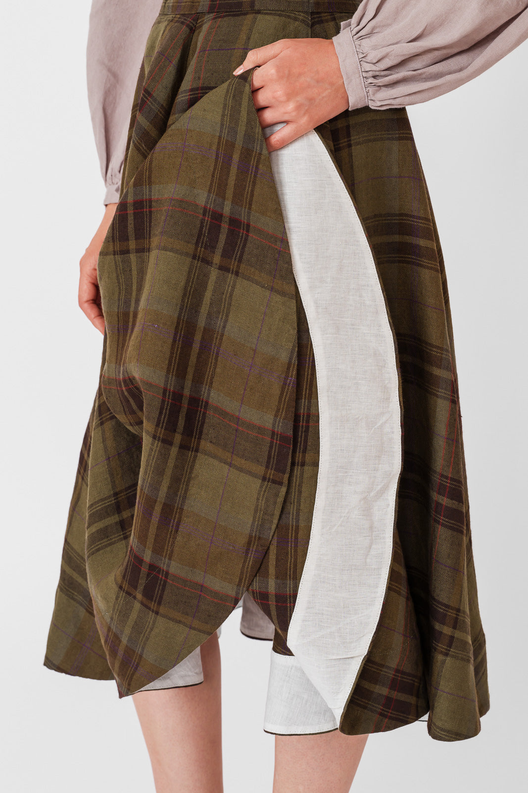 Classic Skirt, Twill Linen, Oak Tartan #color_oak-tartan