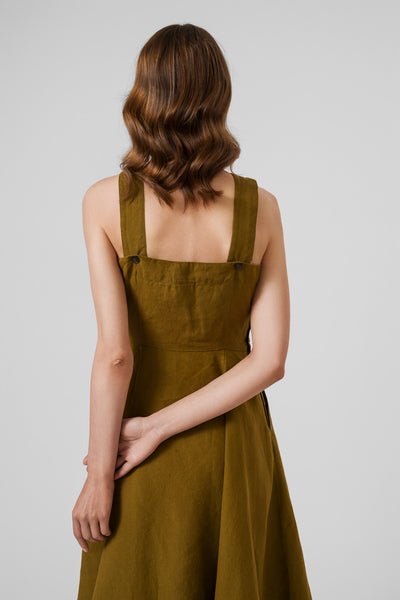 Pinafore Dress, Sleeveless, Moss Green