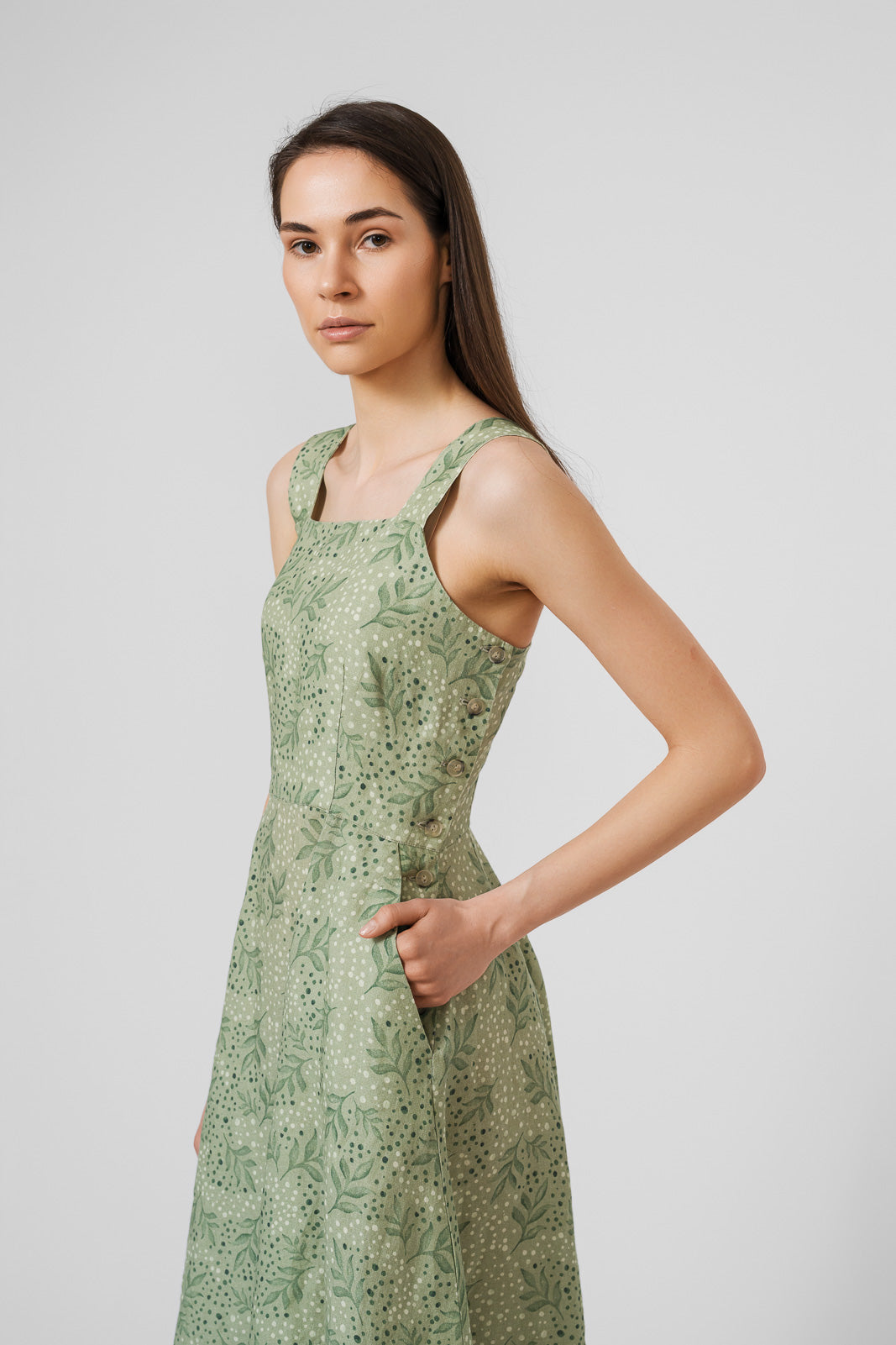 Pinafore Dress, Sleeveless, Forest Fern#color_forest-fern