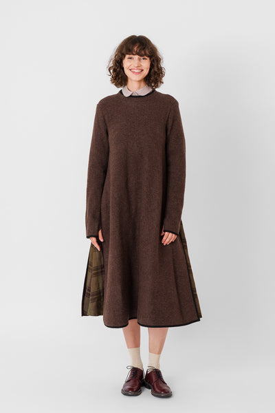 Double Slit Dress, Wool, Espresso Brown#color_espresso-brown