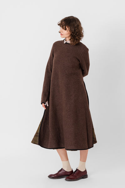 Double Slit Dress, Wool, Espresso Brown#color_espresso-brown