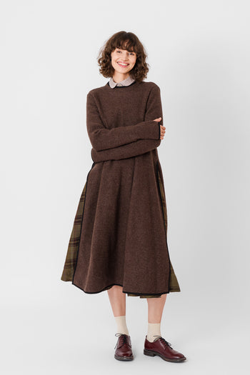 Double Slit Dress, Wool, Espresso Brown#color_espresso-brown