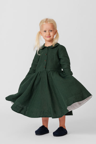 Mini Me Classic Dress, Long Sleeve, Evergreen#color_evergreen