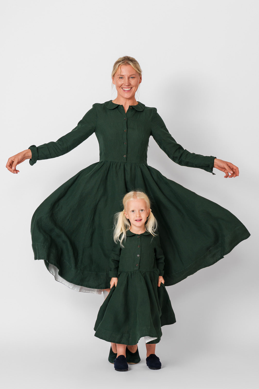 Mini Me Classic Dress, Long Sleeve, Evergreen#color_evergreen