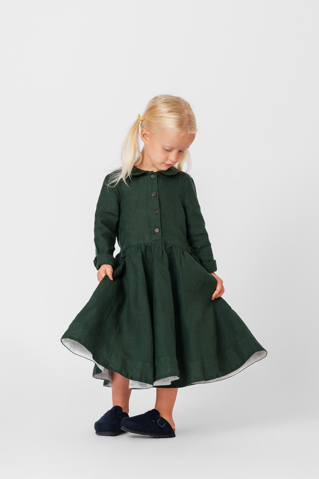 Mini Me Classic Dress, Long Sleeve, Evergreen#color_evergreen