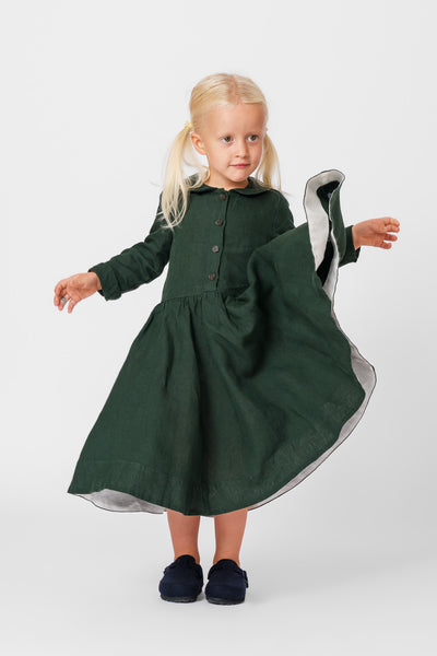 Mini Me Classic Dress, Long Sleeve,#color_evergreen