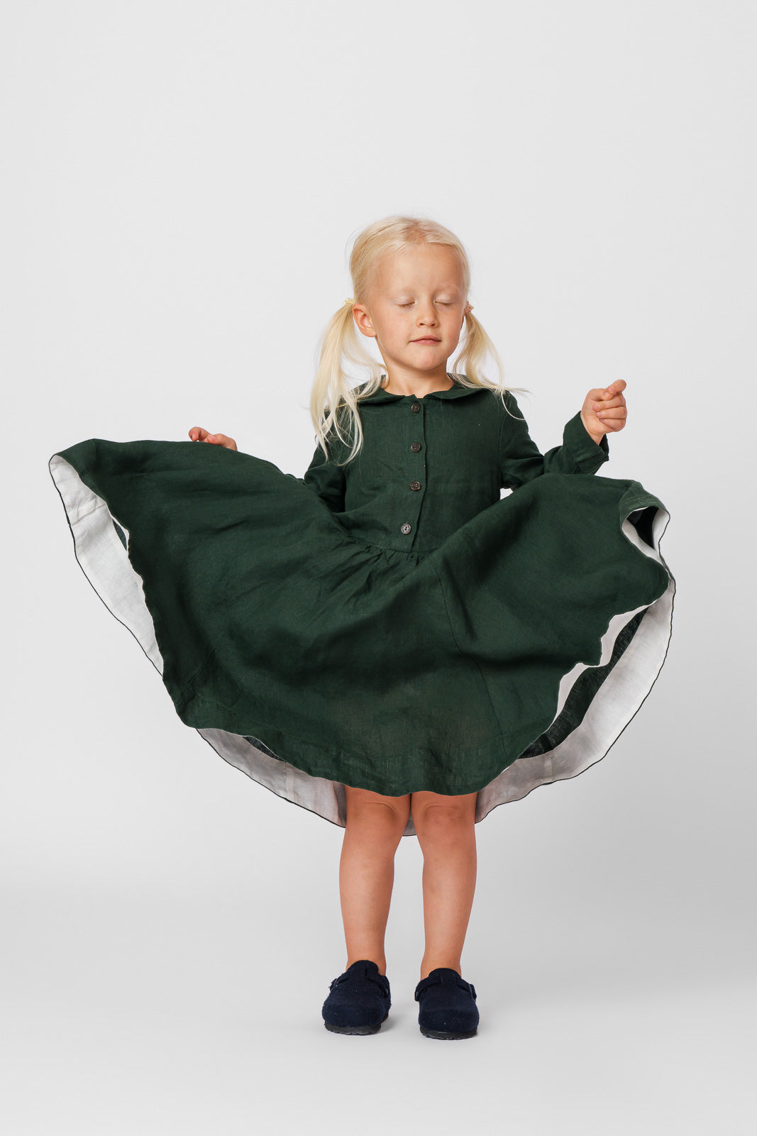 Mini Me Classic Dress, Long Sleeve, Evergreen#color_evergreen