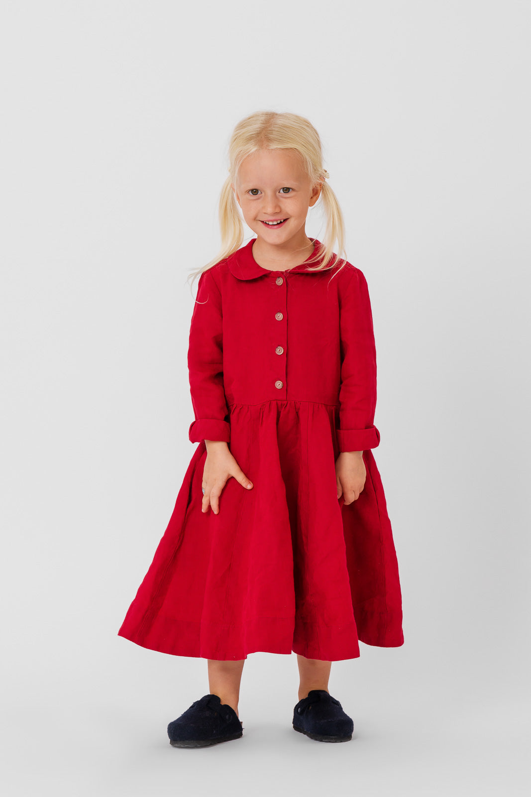 Mini Me Classic Dress, Long Sleeve, Red Poppy#color_red-poppy