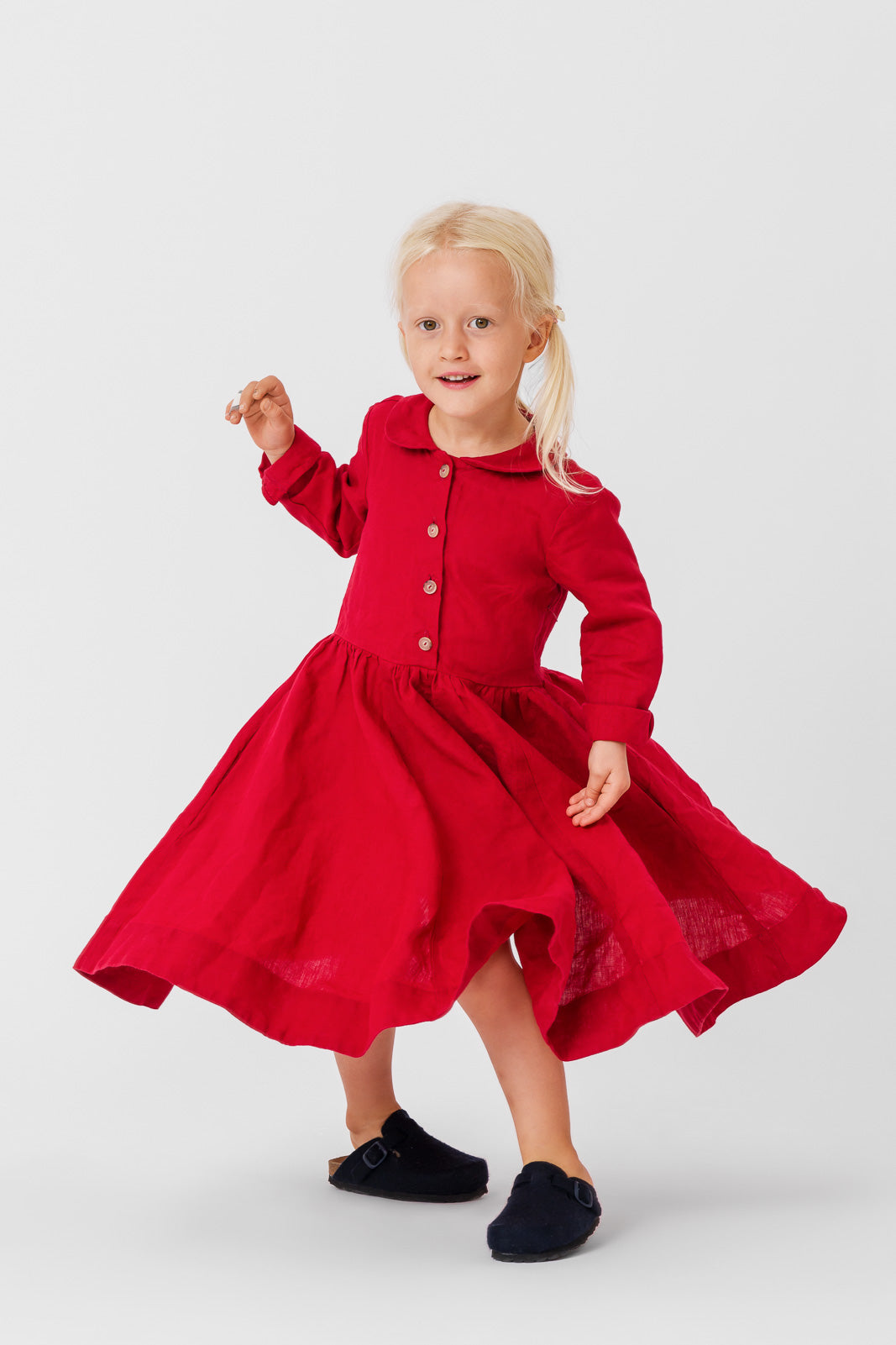 Mini Me Classic Dress, Long Sleeve, Red Poppy#color_red-poppy