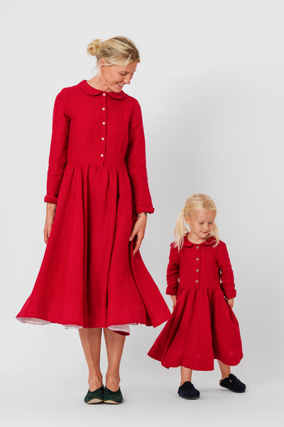 Mini Me Classic Dress, Long Sleeve, Red Poppy#color_red-poppy