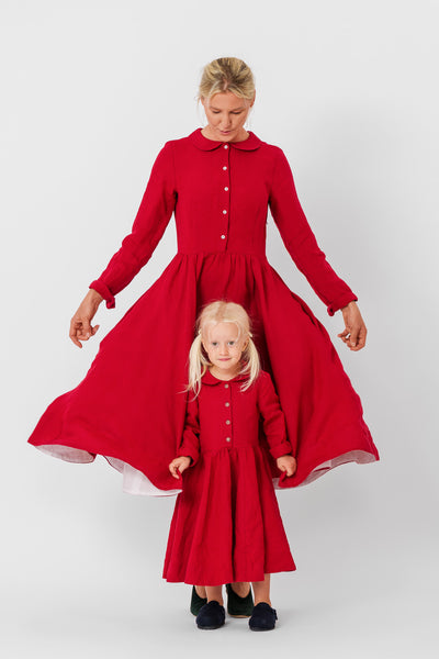 Mini Me Classic Dress, Long Sleeve, Red Poppy#color_red-poppy