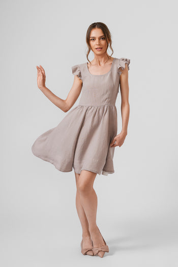 Mini Carmen Dress, Ruffle Sleeve, Gentle Lilac