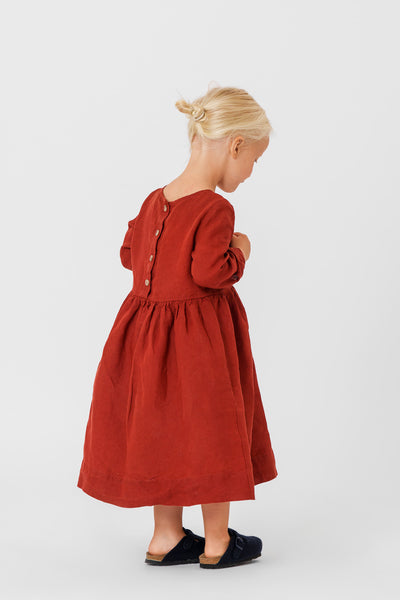 Mini Me Smock Dress, Long Sleeve, Deep Terracotta#color_deep-terracotta