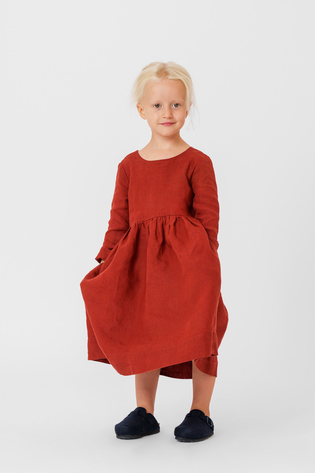 Mini Me Smock Dress, Long Sleeve, Deep Terracotta#color_deep-terracotta