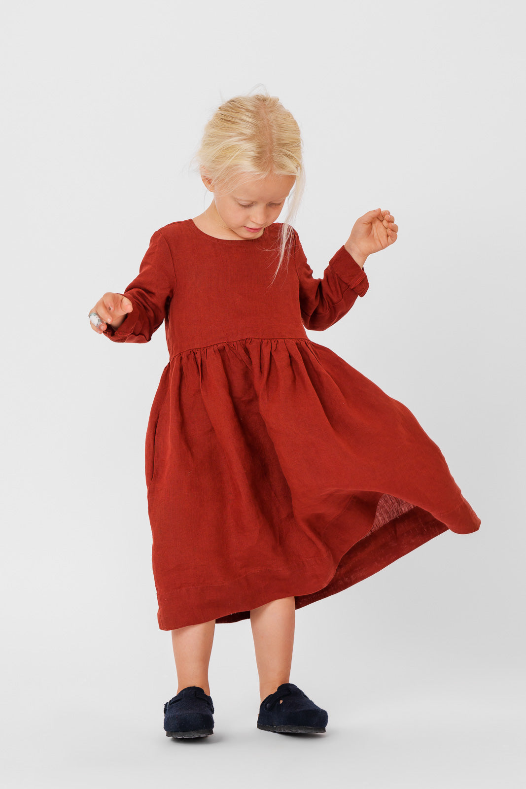 Mini Me Smock Dress, Long Sleeve, Deep Terracotta#color_deep-terracotta