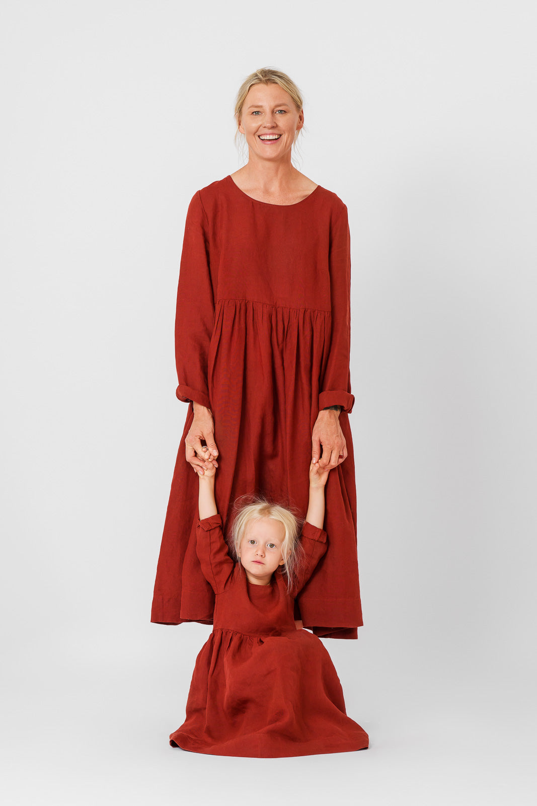 Mini Me Smock Dress, Long Sleeve, Deep Terracotta#color_deep-terracotta