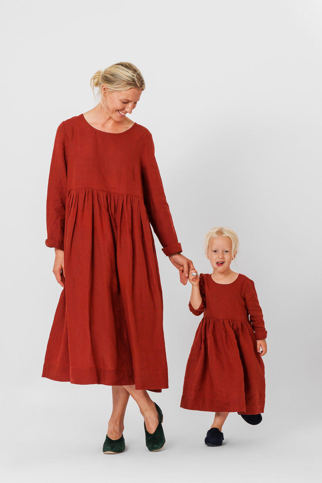 Mini Me Smock Dress, Long Sleeve, Deep Terracotta#color_deep-terracotta