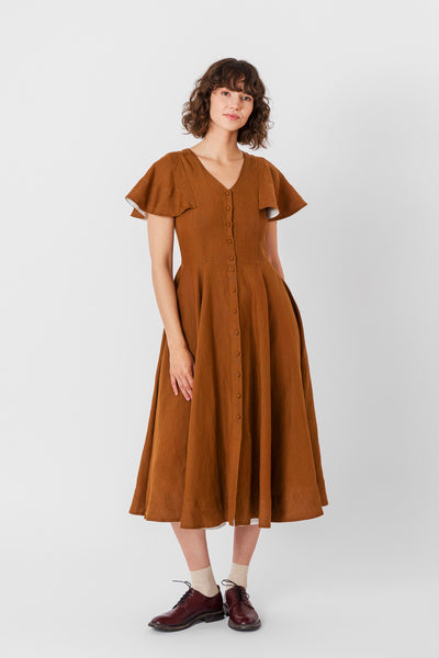 Cordelia Dress, Butterfly Sleeve
#color_warm-brown