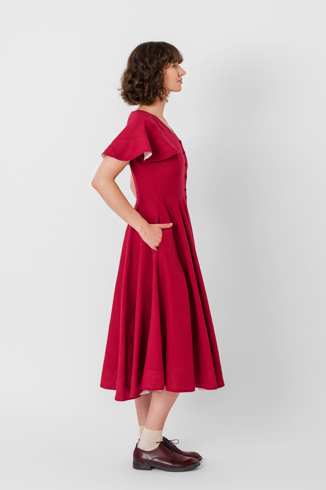 Cordelia Dress, Butterfly Sleeve
#color_marsala-red