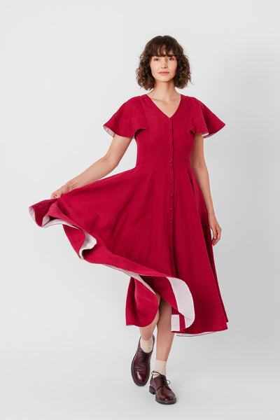 Cordelia Dress, Butterfly Sleeve
#color_marsala-red