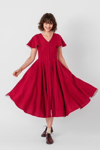 Cordelia Dress, Butterfly Sleeve
#color_marsala-red