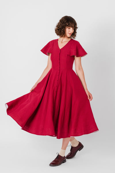 Cordelia Dress, Butterfly Sleeve
#color_marsala-red