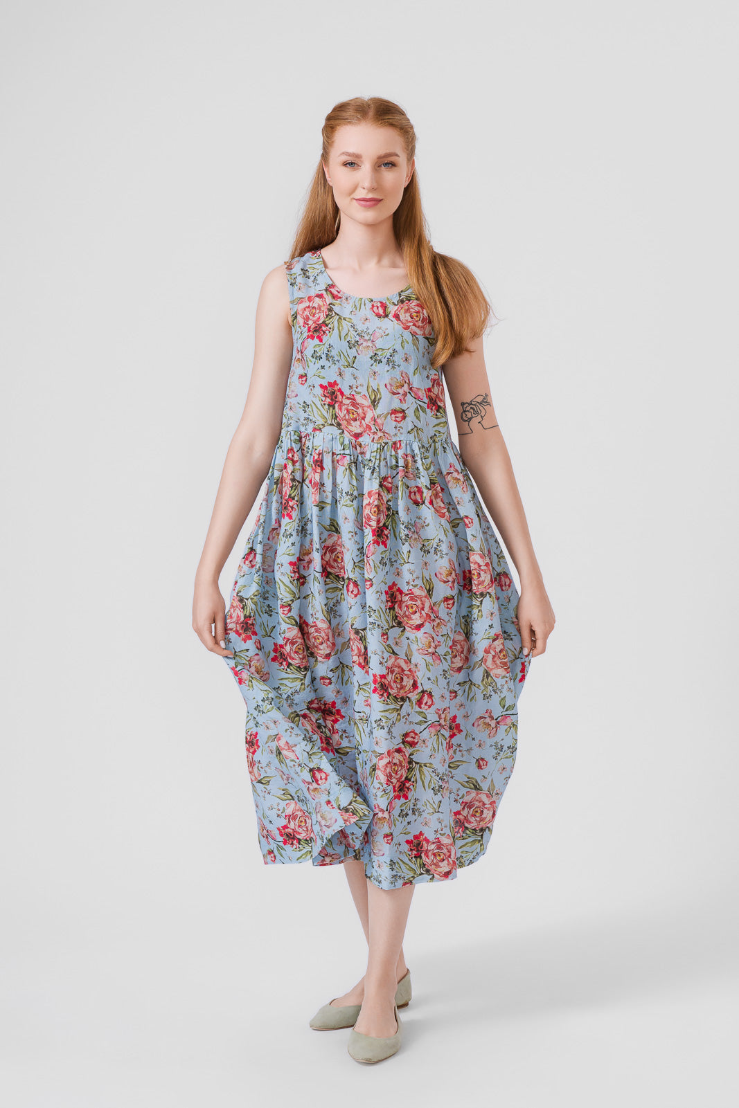 Smock Dress, Sleeveless, Blue Romance