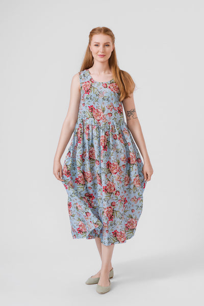 Smock Dress, Sleeveless, Blue Romance