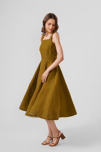 Pinafore Dress, Sleeveless, Moss Green