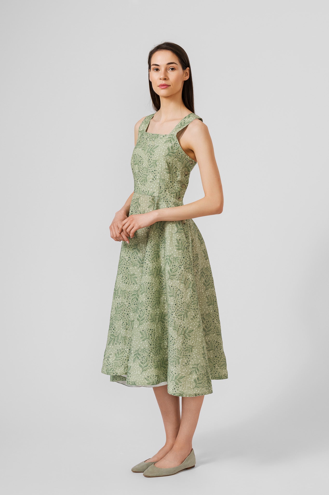 Pinafore Dress, Sleeveless, Forest Fern#color_forest-fern