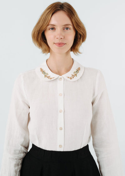 Classic Shirt, Long Sleeve, Embroidered Collar#color_golden-fields