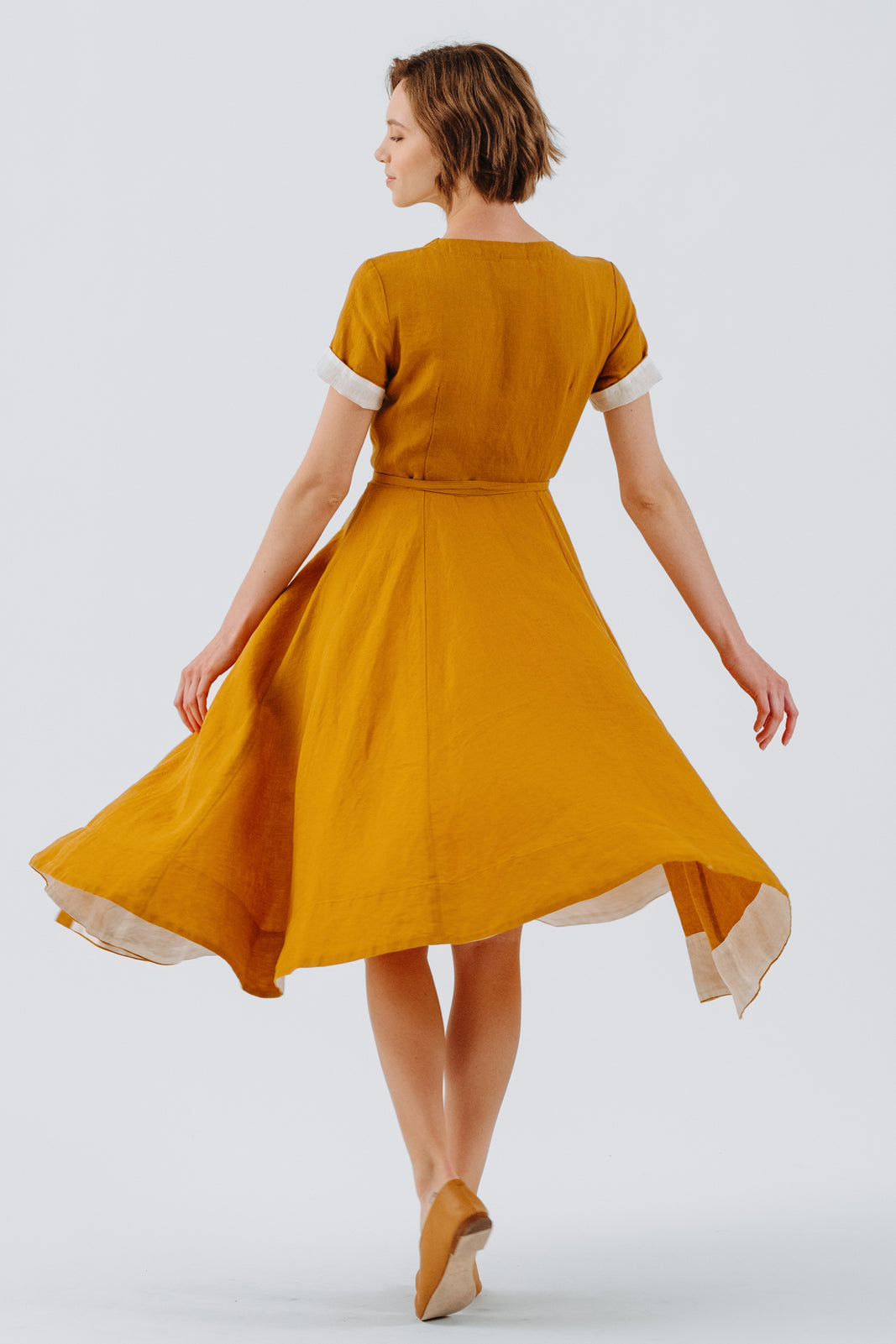 Wrap Dress, Short Sleeve, Marigold