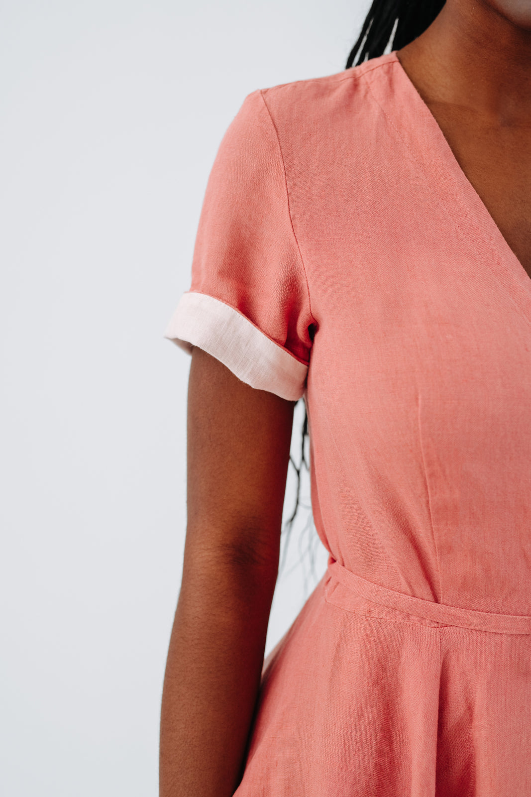 Wrap Dress, Short Sleeve, Vintage Pink