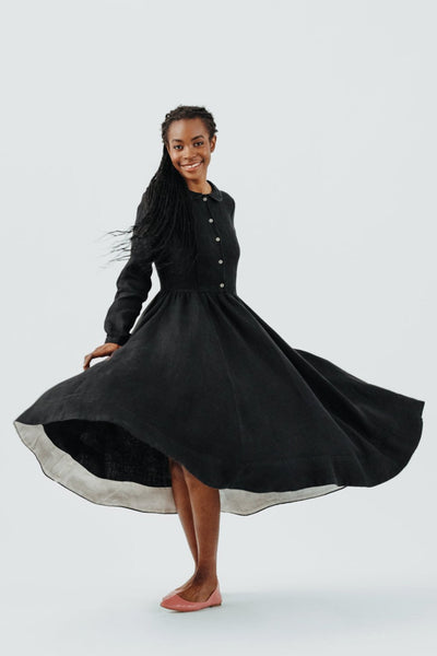 Classic Dress, Long Sleeve, Black Pansy#color_black-pansy