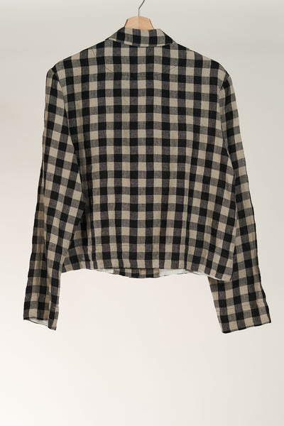 Cropped Blazer,  Black Checkers, Long Sleeve