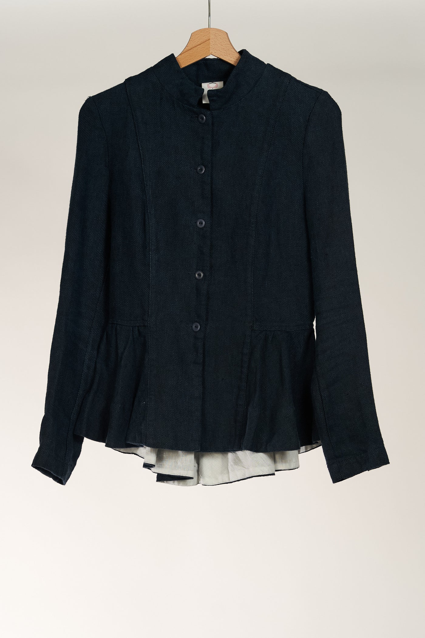 Night Navy Peplum Jacket, Twill Linen