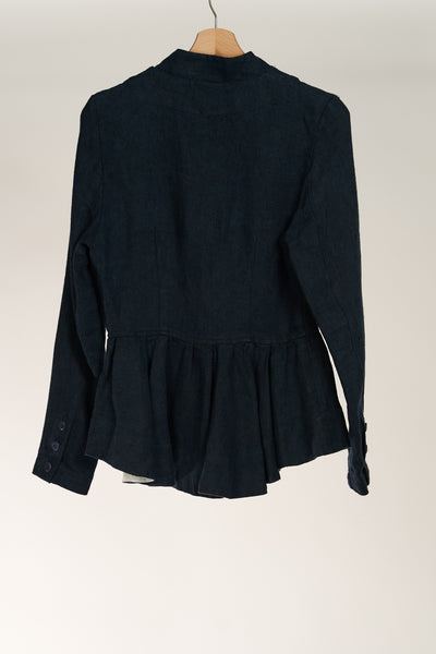 Night Navy Peplum Jacket, Twill Linen