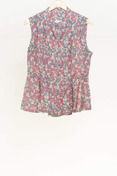 Peplum Vest, Ditsy Floral, Sleeveless