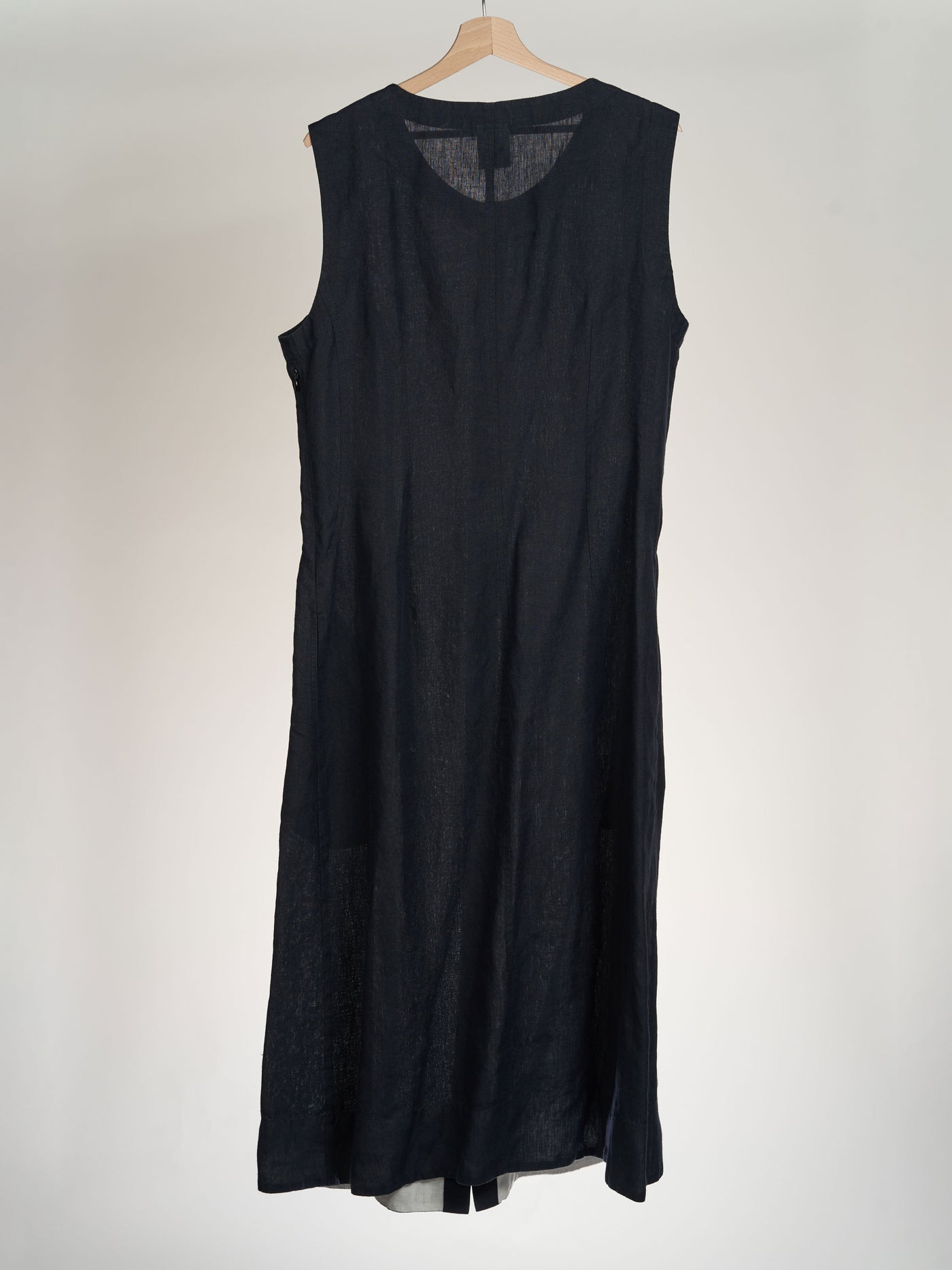 Button Down Dress, Night Navy, Twill Linen, Sleeveless