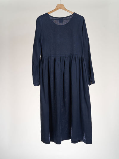 Ink Blue, Smock Dress, Long Sleeve