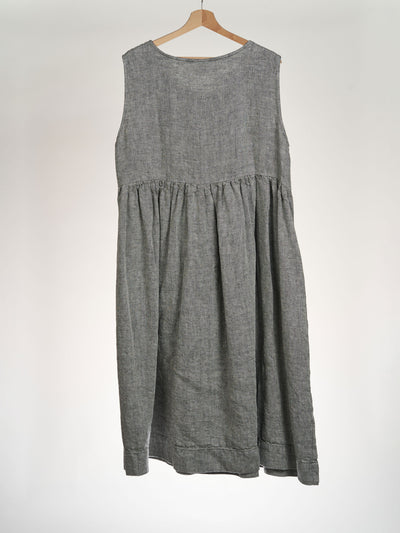 Twill Linen, Smock Dress, Sleeveless, Grey Moon