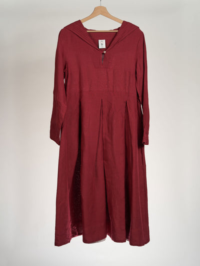 Sailor Dress, Marsala Red, Long Sleeve