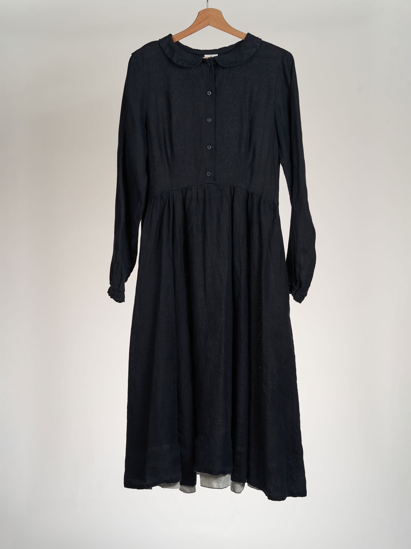 Night Navy, Long Sleeve, Twill Linen, Classic Dress