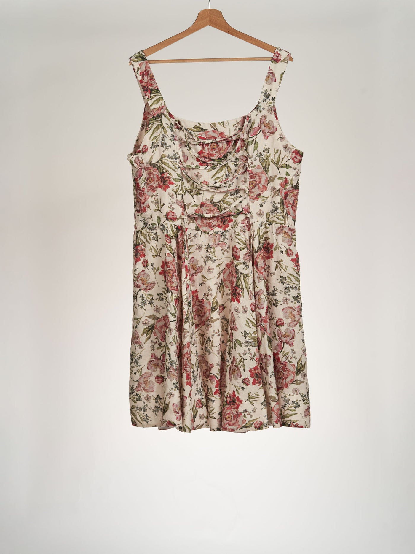 Rosy Dream, Sleeveless, Mini Pinafore Dress with corset back