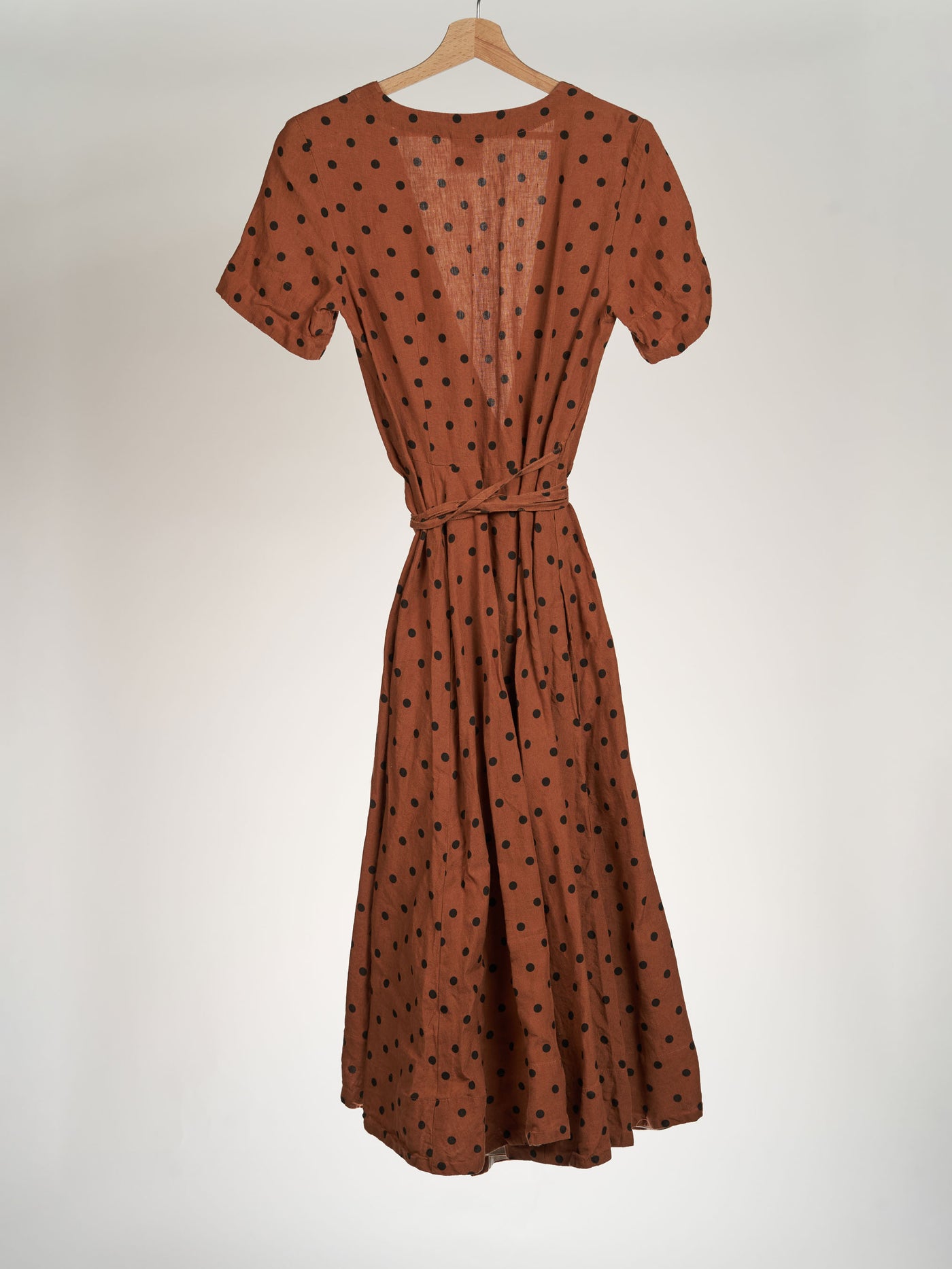 Cinnamon Polka Dot, Wrap Dress, Short Sleeve