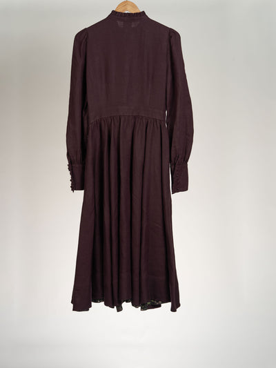 Twill Linen, Royal Grape, Abigail Dress, Long Sleeve