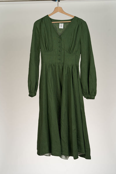 Diane Dress, Long Sleeves, Emerald Green