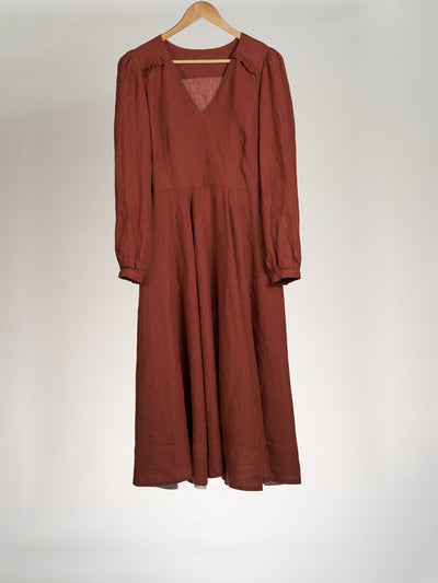 Terracotta Red, Bridget Dress, Long Sleeve