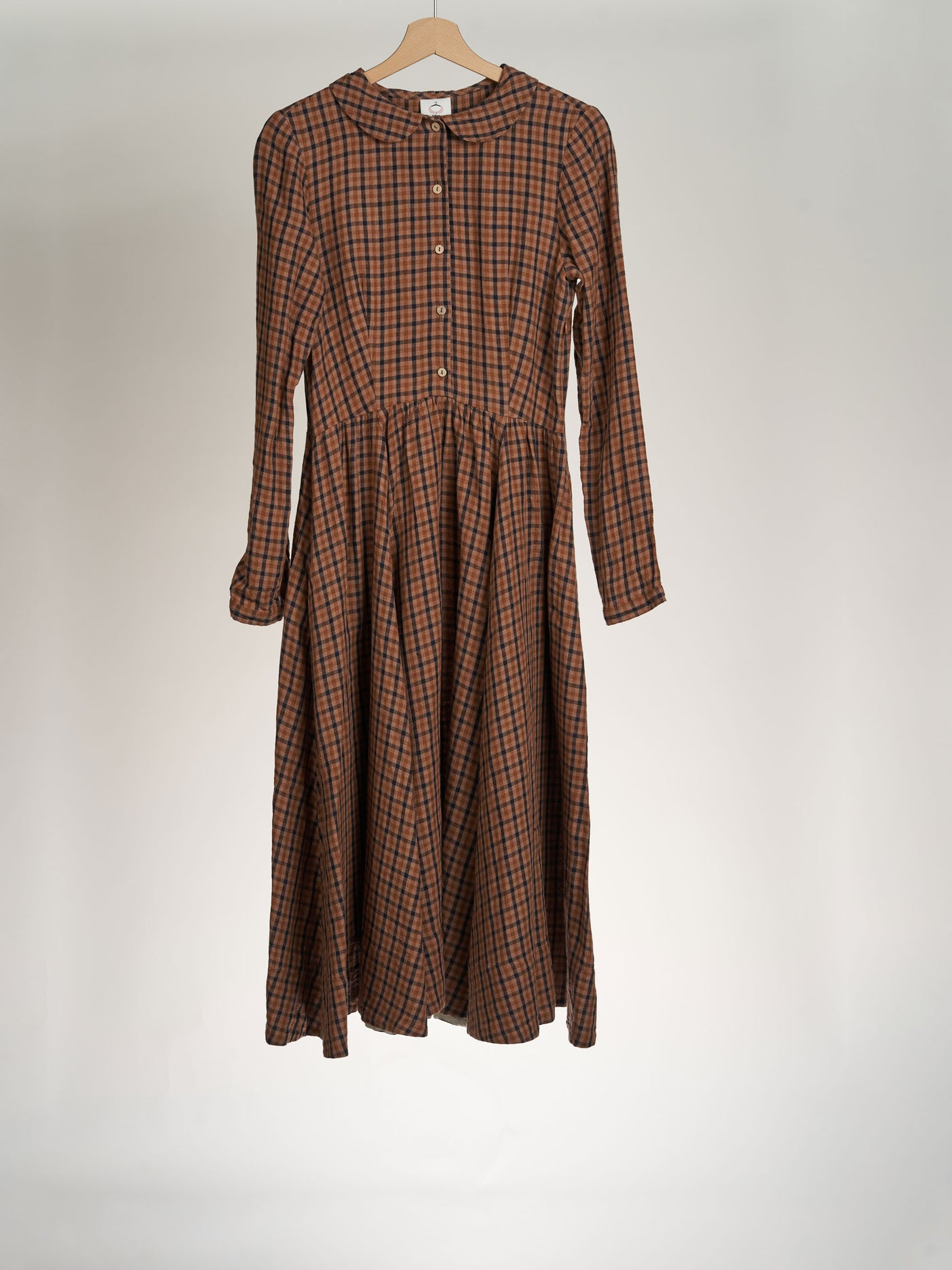 Brown Tartan, Long Sleeve, Classic Dress